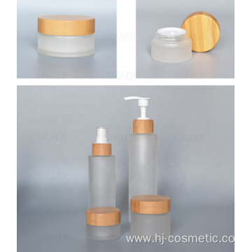 50g glass cosmetic jars with bamboo lid  Environmental bamboo cosmetic bottles/jars